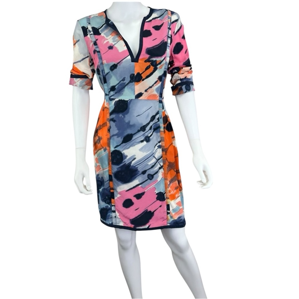 BCBGMAXAZRIA Multi-colored 100% Silk Mini Dress Size 6 C0590